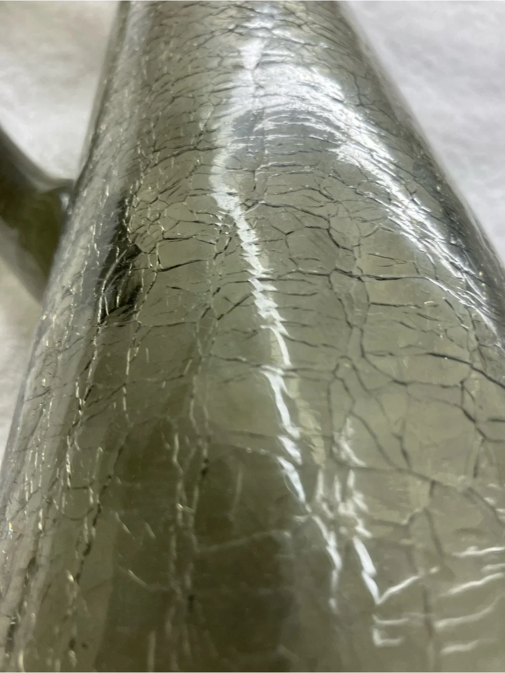 Smoky Gray Green Crackle Glass Hourglass Vase Kanawha?